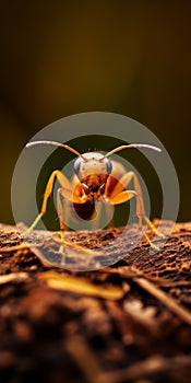 Powerful And Emotive Portraiture: Orange Ant On Wood