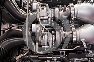 The powerful engine of a sport car