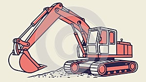 Powerful Excavator Digging Earth, Heavy Construction Equipment vector design Generative AI
