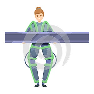 Powerful exoskeleton icon, cartoon style