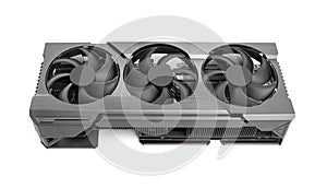 Powerful graphic video card of a computer isolated on a white background.