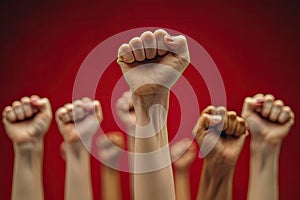 Powerful Group of Women\'s Raised Fists Symbolizing Strength and Solidarity