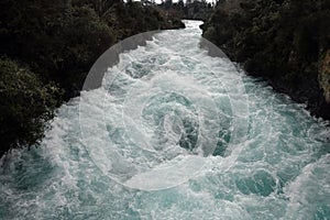 Powerful Huka Falls near Lake Taupo, Ner Zealand