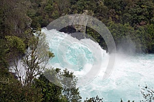 Powerful Huka Falls near Lake Taupo, Ner Zealand