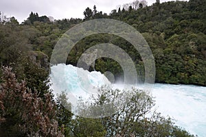 Powerful Huka Falls near Lake Taupo, Ner Zealand