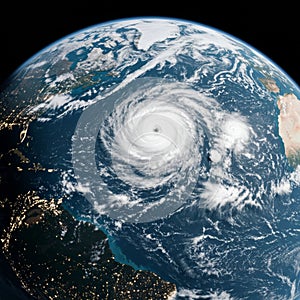 Powerful Hurricane Over Atlantic Ocean