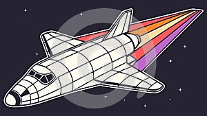 Dynamic Space Shuttle Launch with Rainbow Trail, vector design Generative AI