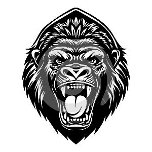 Powerful and imposing 'Silverback Gorilla Illustration Vector Style' in a strong, commanding primate.