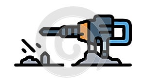 Powerful jackhammer: construction, drilling, and demolition tool, vector design Generative AI