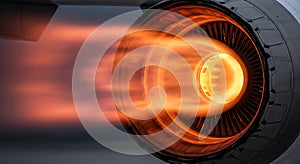 Powerful Jet Engine Afterburner Flame Blast