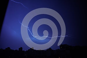 Powerful Lightning bolt strikes over City