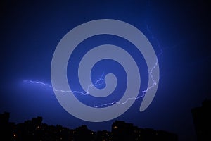 Powerful Lightning bolt strikes over City