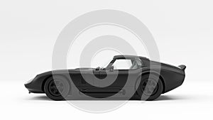 Powerful Matte Black Sports Roadster Coupe Car 1960`s