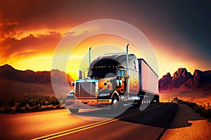 Powerful modern cargo truck for transportation and delivery of large consignments of goods and cargoes