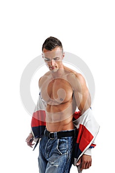 Powerful muscular man posing