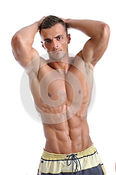 Powerful muscular man posing