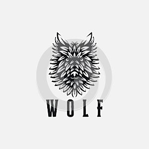 Powerful Nature head of wolf logo vector illustration template