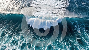 Powerful ocean wave crashing