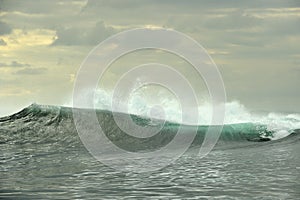 Powerful ocean waves breaking. Wave on the surface of the ocean.