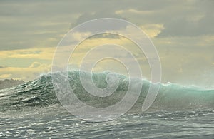 Powerful ocean waves breaking. Wave on the surface of the ocean.