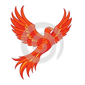 Powerful Phoenix Soaring Above Flames