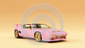 Powerful Pink an Gold Classic Sports Car 1960`s