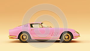 Powerful Pink an Gold Classic Sports Car 1960`s