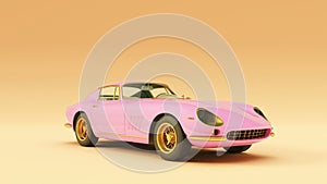 Powerful Pink an Gold Classic Sports Car 1960`s