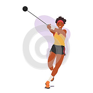 Powerful, Poised, And Determined, The Female Shot Put Athlete Commands The Circle. Muscles Flex, Focus Sharp