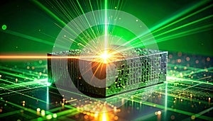 Quantum CPU Core Radiating Green Energy