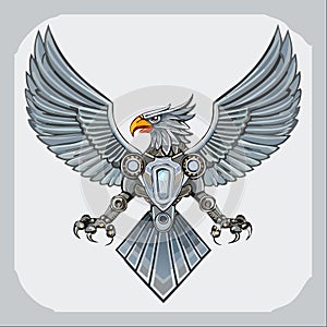 Powerful Robotic Eagle Vector Emblem