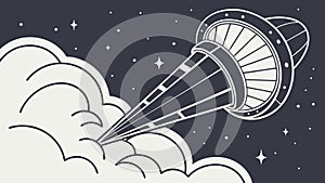 Powerful rocket launching into dynamic clouds, space exploration, vector design Generative AI