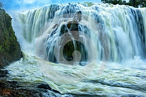 The powerful of Sae Pong Lai waterfall in Southern Laos