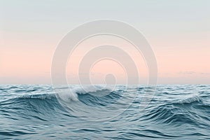 A powerful scene capturing the forceful crashing of waves onto a large body of water, A minimalist depiction of ocean waves under photo