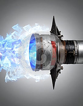 Powerful Sci-Fi Jet Engine with Blue Flame