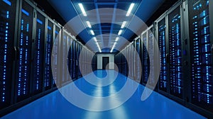 Powerful server infrastructure, enhancing data center technology, cloud computing, and network connectivity for seamless digital