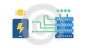 Powerful Server with Lightning Bolt for High Performance, vector design Generative AI