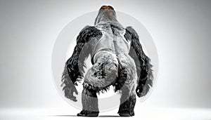 Powerful Silverback Gorilla from Behind on White Background