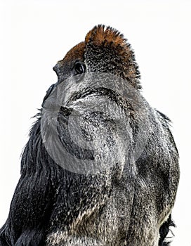 Powerful Silverback Gorillas Back on White