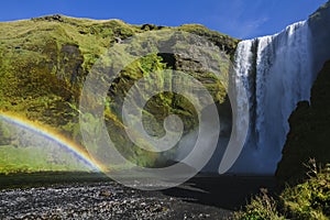 Powerful Skogafoss Waterfall in Iceland