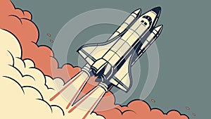 Powerful Space Shuttle Launch into Sky, vector design Generative AI