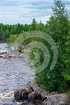 Powerful stormy mountain river