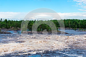 Powerful stormy mountain river