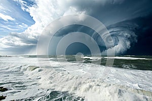 Super Typhoon cyclone over ocean