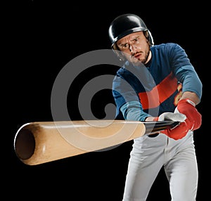 Powerful swing of a hitter