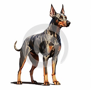 Powerful Symbolism: 3d Female Doberman Terrier In Indigo And Amber