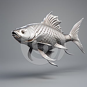 Powerful Symbolism: 4d Silver Fish In Zbrush Style