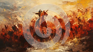 Powerful Symbolism: A Speedpainting Battle Of Horses And Men photo