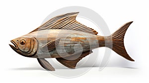 Powerful Symbolism Wood Fish Statue In The Style Of Art Fitzpatrick