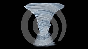 Powerful Tornado. Flowing smoke. Hurricane. Tornado isolated on black background. 3D illustration